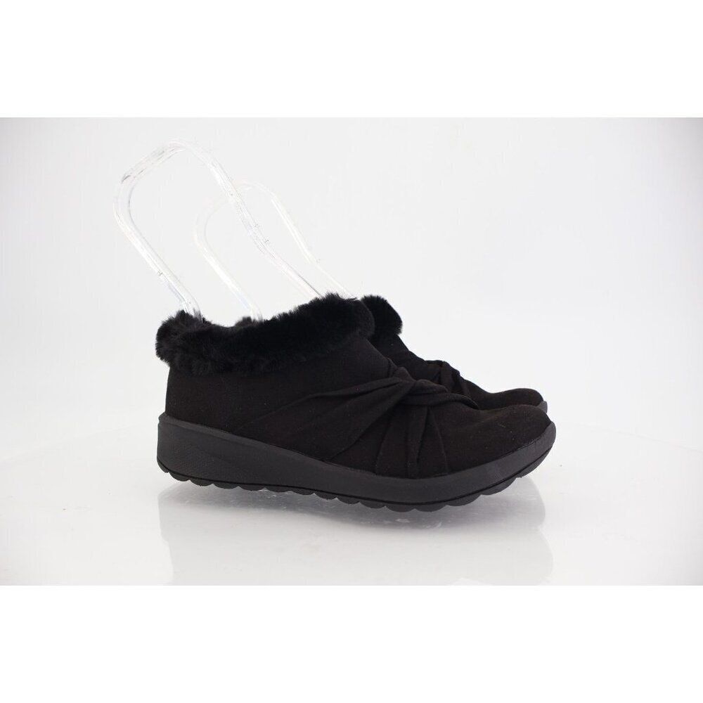 Bzees Women's Genie Fur Sneaker Mule Size 5.5 Microsuede Slip On Black Comfy